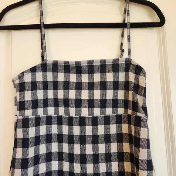 NWT Urban Revivo Blue/White Check Mini Dress Size 6 Adjustable Straps Side Zip - Picture 3 of 14